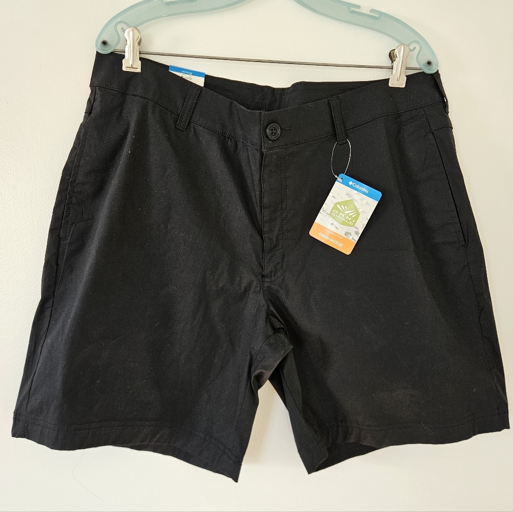 Columbia Mens Shorts 36 Omni-Shield Black Hiking Lightweight Outdoor Cotton Gorp
